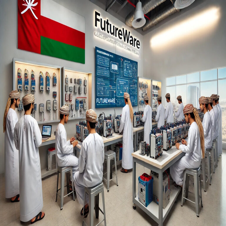 DALL·E 2025-01-08 21.27.55 - A professional training lab dedicated to Electropneumatics skilled trade training. The lab features advanced electropneumatic systems, with control pa