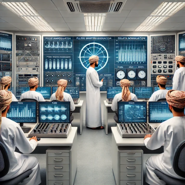 DALL·E 2025-01-09 00.02.06 - A professional Microwave Communication lab designed to teach signal modulation and demodulation using various technologies, including PAM (Pulse Ampli