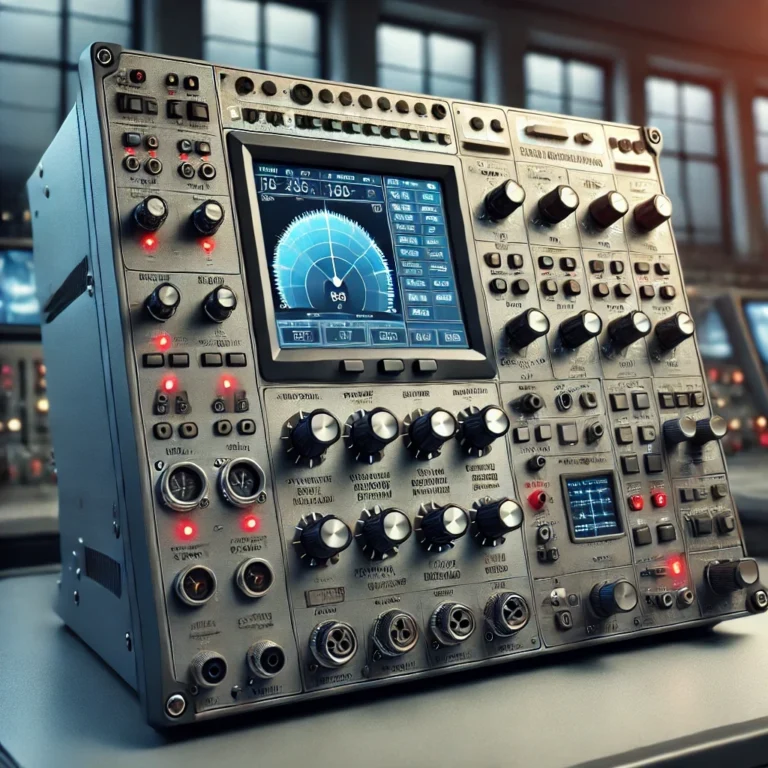 DALL·E 2025-01-09 00.15.25 - A minimal and clean close-up view of a Phase-Coded Pulse Compression Processor device, used in radar and signal processing. The device features advanc