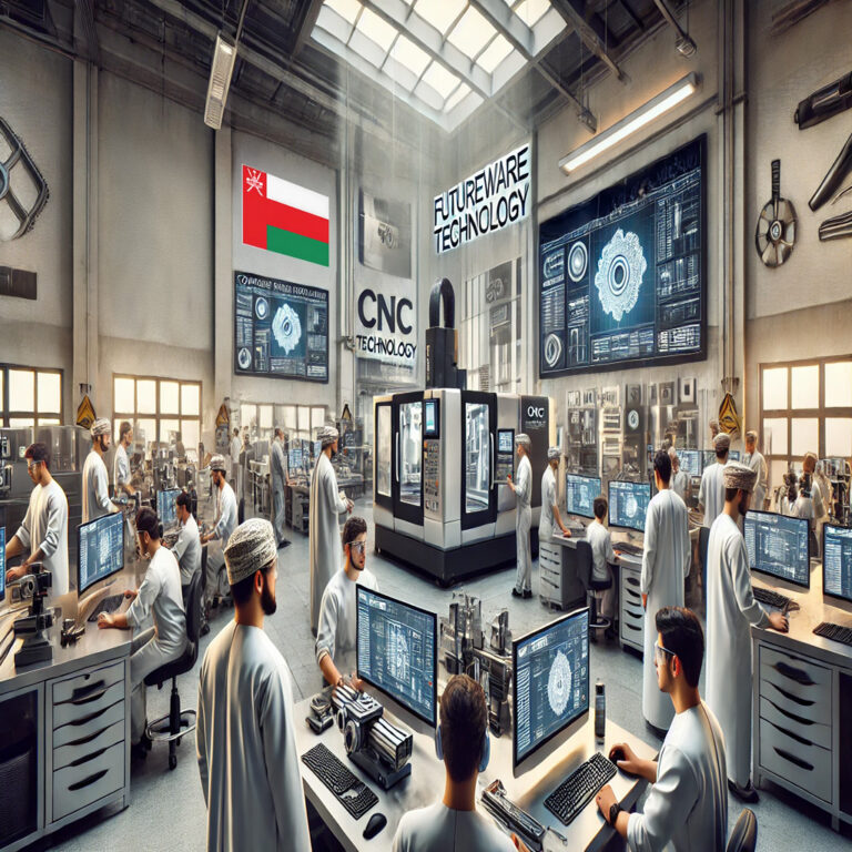 DALL·E 2025-01-14 18.39.51 - A detailed and professional image of a CNC (Computer Numerical Control) skilled trade training environment. The scene includes students learning CNC m