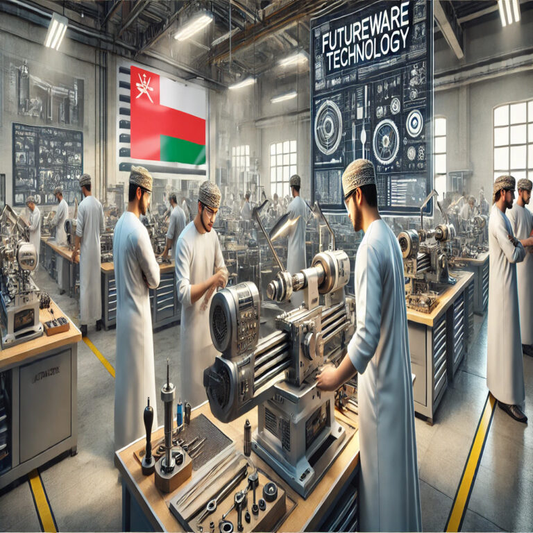 DALL·E 2025-01-14 18.40.13 - A detailed and professional image of a skilled trade training environment focused on a lathe machine. The scene includes students learning to operate_