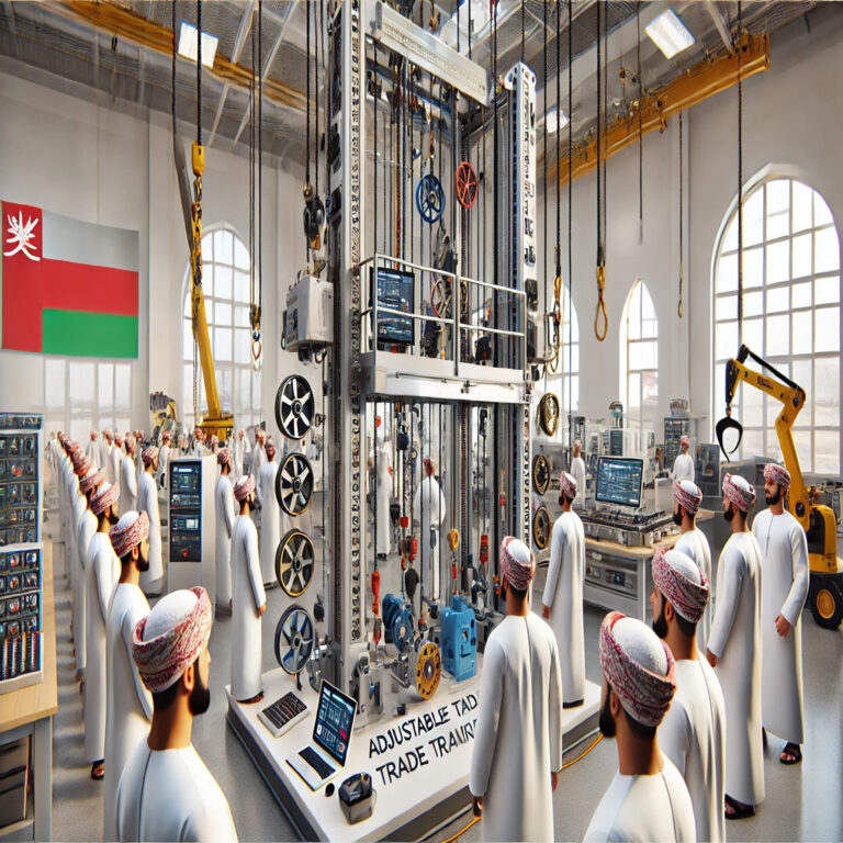 DALL·E 2025-01-14 18.50.14 - A modern skilled trade training lab featuring advanced technologies such as VR training stations, CNC machines, robotics equipment, renewable energy t