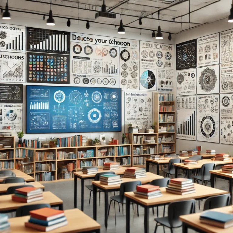 DALL·E 2025-03-09 20.23.40 - A well-organized learning environment designed to support technical education with a strong focus on visual aids. The setting includes a large blackbo